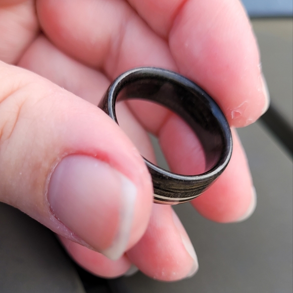 Weathered Maker's Mark Bourbon Barrel Ring w/ Rose Gold & Sterling Silver - Picture 3 of 4